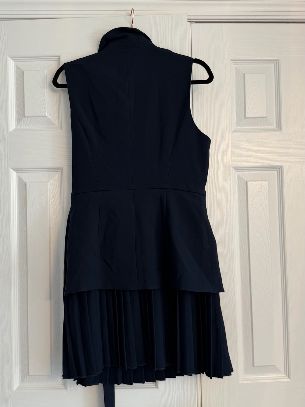 New with tags Commense Belted Pleated Sleeveless Blazer Dress in navy sz L - Picture 8 of 14